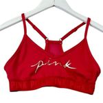PINK Victoria's Secret Racerback Strappy Sports Bra XXS Logo Spellout Activewear Red Photo 0