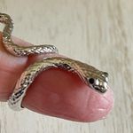 Crawling snake serpent ring with black cz eyes Silver Photo 3