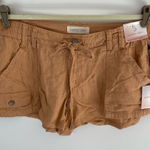 New Happily Grey Baggy Utility Shorts Linen Blend Flowy in Tan, Size L Orange Size L Photo 0
