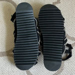 Farm Rio  black zigzag white stitch closed toe sandals Photo 7