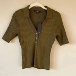 Lulus Favorite Finish Olive Green Ribbed Henley Sweater Top Size Small NWT Photo 5