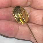 Vintage Floral Enamel Oval Stick Pin Gold Photo 3