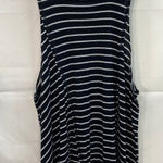 BP Nordstrom women's black white striped scoop neck cutoff linen blend tank top Photo 0