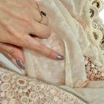 Maje Blush Pink Roso Gold Grommet Lace Tiered Half Sleeve Midi Dress size 1 / S Photo 6