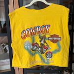 Vintage 2002 Harley Davidson reworked cropped tee top tank cowboy texas diy Orange Size L Photo 1