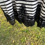 Umgee ‎ Black and White Striped Top with Lace Sleeves Photo 1