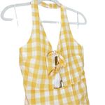 Sugar Lips Gingham Midi Dress Size Medium Yellow White Tie Front Halter Sz M New Photo 4