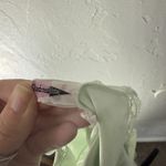 Vintage Shadowline Nightgown Slip Dress 36 Lace Trim Full Length 60s Coquette Green Photo 9