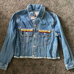 Boutique Sunset + spring rainbow jeans jacket Photo 3