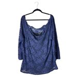 Torrid  Shirt Women 4X Navy Blue Peacoat Lined Lace Boat Neck Top Whimsical Party Photo 1
