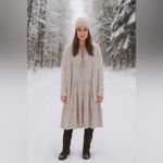 ZARA NWT Small  midi v-neck laces dress Sleeveless Cream Dress with Ruffle Hem Photo 1