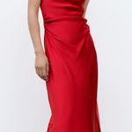 ZARA dress Maxi  Red satin Lingerie Fitted wedding Party Photo 13
