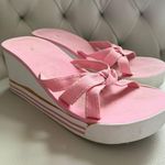 U.S. Polo Assn. Y2K Pink Wedge Sandals with Bow Women Size 10 Flip Flops Vintage Photo 2