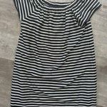 Madewell Women’s Medium , Dark Gray, And White Striped Mid Length Dress Photo 0