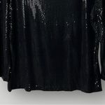 St. John Caviar Black Sequin Top Large Reflective Shimmer Stretch Evening Blouse Photo 3