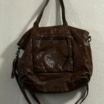 Frye Vintage  brown crinkled leather tote bag with shoulder strap 16x12 Photo 0