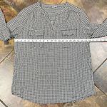 Dalia Collection  Large Polka Dot V-neck Front Pocket Blouse Large Photo 7