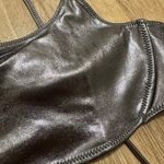 SKIMS  | NWT Metallic Carbon Gray Swim Micro Scoop Tie Beach Bikini Rave Top, XL Photo 4