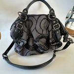 Coach  Madison Signature Sequins Poppy Sophia Satchel Bag Black Canvas & Leather Photo 1