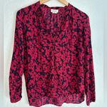 Zadig & Voltaire Tink Bico Flowers Logo Blouse Long Sleeve Floral Dark Goth XS Photo 2