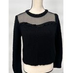 ZARA Long Sleeve Cropped Sweater Chunky Knit Black Size Medium Mesh Photo 12