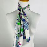 Vintage Silk Bright Blue Pink Fashion Print Long Photo 1