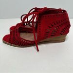 Jeffrey Campbell  Red Rodillo Suede Peep Toe Wedges Size 7.5 Photo 6