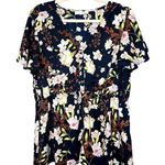 Fourteenth Place Hawaiian Floral Print Button Elastic Waist Bell Sleeve Top Blue Photo 0