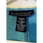 Dialogue VTG  Teal Genuine Suede Leather Draped Chiffon Ruffled Jacket Size M Y2K Photo 1
