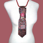 “Dainty Dapper”Floral Necktie necklace with burgundy Beaded Necklace Red Photo 0