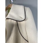 SOIA & KYO Wool‎ Blend Cream Coat Asymmetrical Zip Front Black Trim Elegant Luxury Sz Large Photo 8