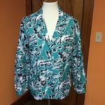 Vintage 80s colorful bright dressy blouse Green Size L Photo 4