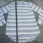A New Day  Stripe Button Down Shirt Size Large Nautical Coastal Casual Photo 7