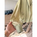 7 For All Mankind Embroidered Eyelet Sleeve Bomber Jacket Green Size Medium Photo 2