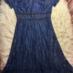 Miami NWT Mi Ami Navy & Black Floral Lace Ruffle Tier Midi Dress – Size Small Photo 8