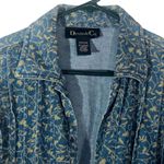 Denim & Co  Vintage Blue Jean Pleated Khaki Floral Vine Jacket Womens Medium Photo 2