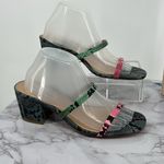 Steve Madden Issy Strappy Block Heel Sandal Multicolor Snakeskin Print Sz 9.5 M Photo 1