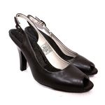 Liuid Shoes Black Leather Upper Slingback Peep Heel Size 6 Photo 0