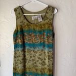Kathie Lee Collection 90s Sleeveless Floral Dress M Green Blue Ombre Vintage Photo 1