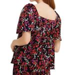 Draper James Maren Top Flutter Sleeve Blouse Black Ribbon Flower Women’s Size XL Photo 14