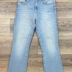 MOTHER Denim MOTHER Light Blue Flare Jeans The Insider Crop Strep Fray Photo 0