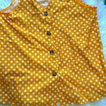 Women Button Down Tank Tops Loose V Neck Strappy Summer Blouses Polka Dots Yellow Size L Photo 1