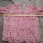 Lucky Brand  Size Medium M Sheer Pink Floral Flower Blouse Top Summer Photo 2