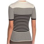 Atmosphere NWT ATM Anthony Thomas Melillo Stripe Silk Cashmere Sweater LARGE Ivory Black SS Photo 1