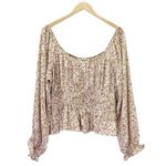 Arula Top Autumn Floral Long Sleeve Babydoll Blouse Taupe Rust Plus Size B | 2X Red Photo 1