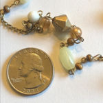 Boho Multi Strand Soft Satin Gold Tone & Neutral Color Beaded Necklace Photo 6