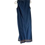 Agapo Vintage 90s Denim Maxi Dress Floral Embroidered Cottage Artsy Size L Blue Size L Photo 5