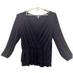 Modcloth Womens Peplum Top Size 1x 70s Black Disco Glam Glitter Sparkle Party Photo 1