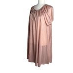 Vintage 70s Nylon Nightgown Dress Small Mocha Sheer Midi Elastic Neckline Sleeve Brown Photo 2