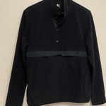 Starter  Standard Fleece Pullover Jacket Women Large Black Snap Collar Pockets Photo 0